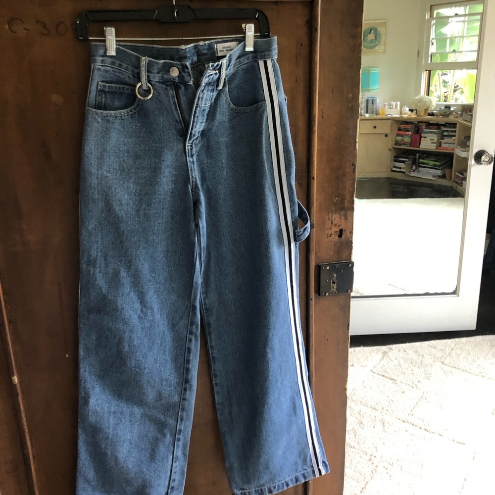 UNIF wide leg jeans with stripe down side